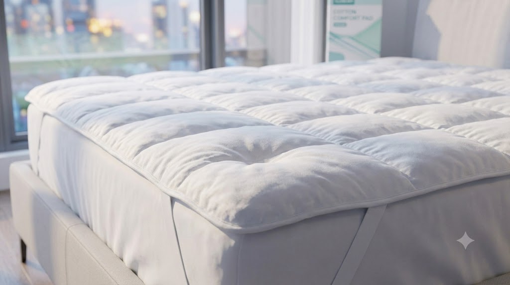 EASELAND Cooling Mattress Pad Review: 100% Cotton Comfort for Hot Sleepers 3 EASELAND Cooling Mattress Pad bedroom interior setup and product display