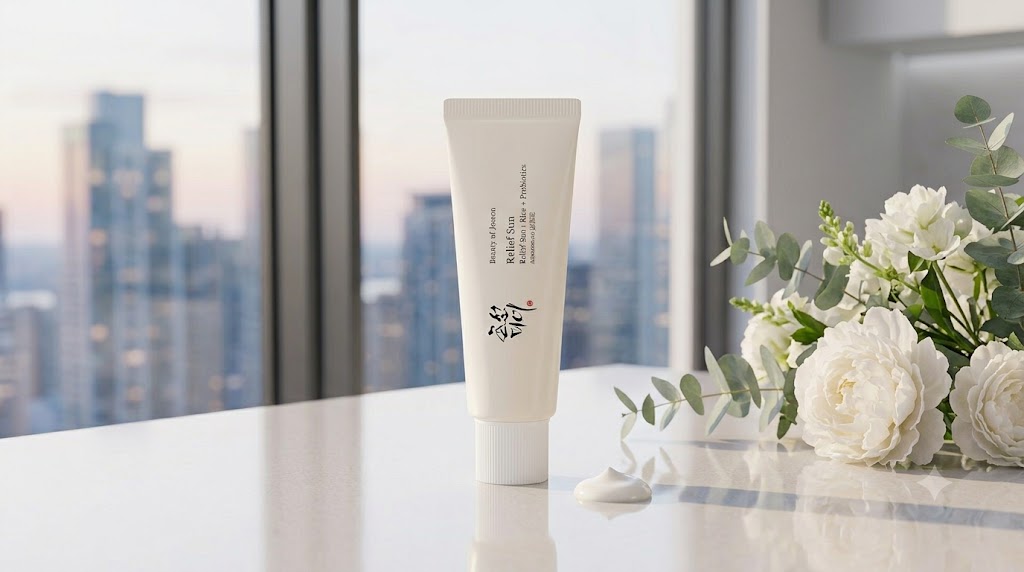 Beauty of Joseon Relief Sun Rice and Probiotics sunscreen tube and product packaging