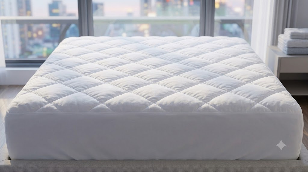 EASELAND Cooling Mattress Pad Review: 100% Cotton Comfort for Hot Sleepers 4 EASELAND Cooling Mattress Pad bedroom interior setup and product display
